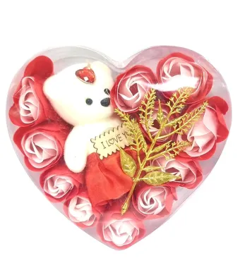 Decoratiune cu flori de sapun parfumati 11 trandafiri in cutie