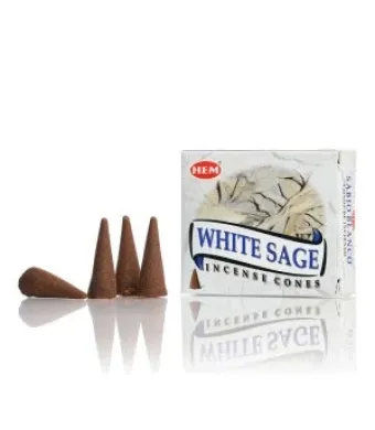 Conuri parfumate WHITE SAGE 10 buc ,12 cutii /set