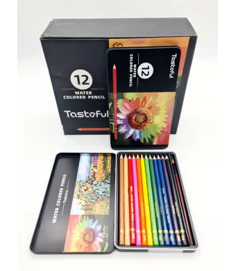 Set 12 Creioane Engros Acuarelă - Tastoful | Ambalaj Metalic Premium