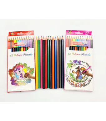 Creioane colorate Engros, set 12 culori plastificate