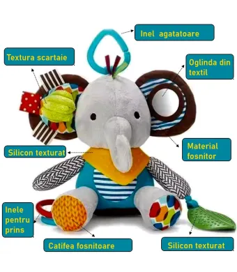Elefant cu texturi senzoriale pentru bebe Engros