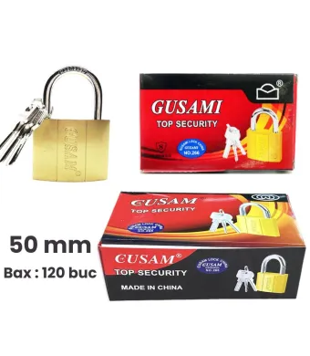 Lacat engros Eusam 50 mm Top Security din otel, cu 3 chei, 120 buc/bax