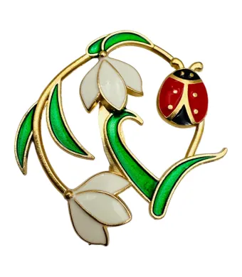 Brosa Martisormarime medie, aranjament floral cu buburuza, ediție 2025, 4x3.5 cm Engros