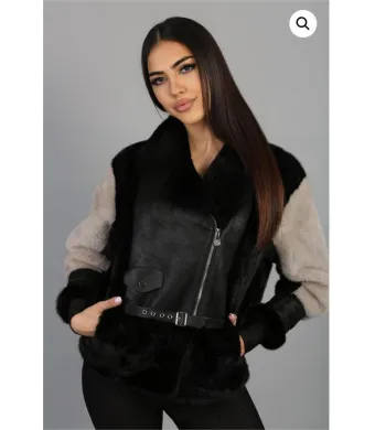 Cojoc dama cu maneci din blana engros