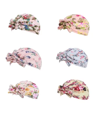 Set 10 Turban bebe imprimeu floral ENGROS  PAMI, 52-54 cm, mix culori