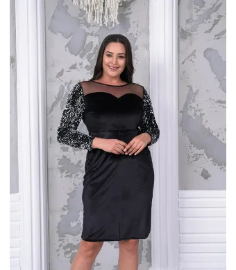 Rochie Dama, Engros, model de ocazie, maneca decorata cu paiete