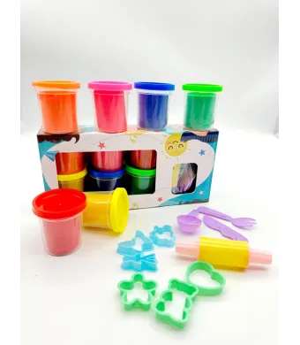 Plastilina Engros, set 4 culori cu forme si ustensile