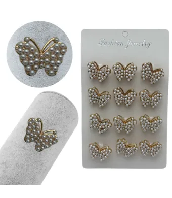 Set 12 brose Martisor, Fluturi dragalasi cu perle, editie 2025 Engros