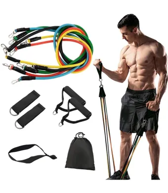 Set 11 accesorii fitness, ENGROS, Latex/Otel/Neopren