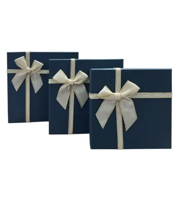 Cutie cadou engros cu fundă 3/set Albastru 19x19cm