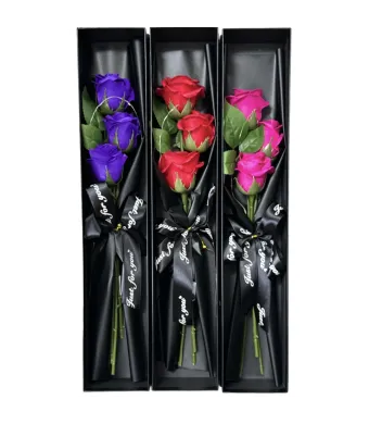 Buchet engros Trandafiri de săpun cu lumini în cutie cadou 44x8cm mix culori cod 804-18