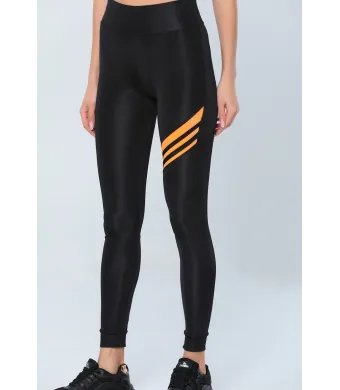 Colanti lycra fitness,  cu dungi contrast portocaliu, en-gross
