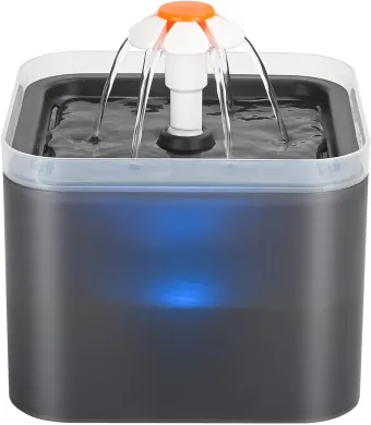 Dispenser de apa tip fantana ultra-sientioasa Engros pentru caini si pisici cu filtru de carbon activat si hidratare neintrerupta a animalelor de companie, incarcare USB, echipata cu lumina LED, design modern, 2L, Gri, Fish & Paws ®