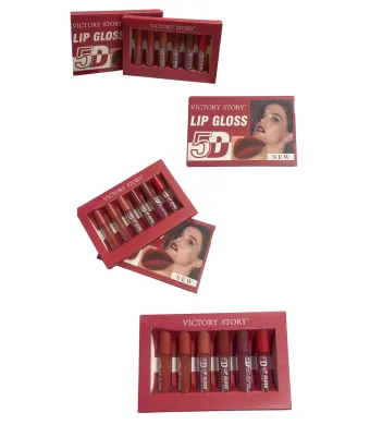Gloss de Buze Lichid Mat 5D Diverse Culori 6/set Engros