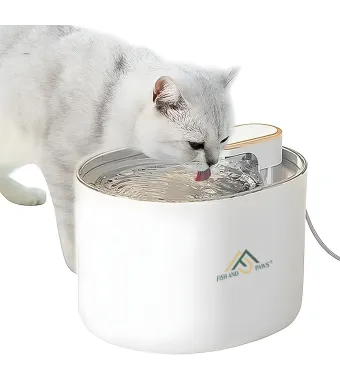 Dispenser apa pentru caini si pisici de tip fantana Engros, ultra-silentioasa, cu sistem de filtrare cu carbune activ si recirculare, hidratare neintrerupta a animalelor de companie, USB, 3L, Alb, Fish & Paws ®