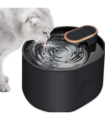 Dispenser apa pentru caini si pisici de tip fantana Engros, ultra-silentioasa, cu sistem de filtrare cu carbune activ si recirculare, hidratare neintrerupta a animalelor de companie, USB, 3L, Negru, Fish & Paws ®