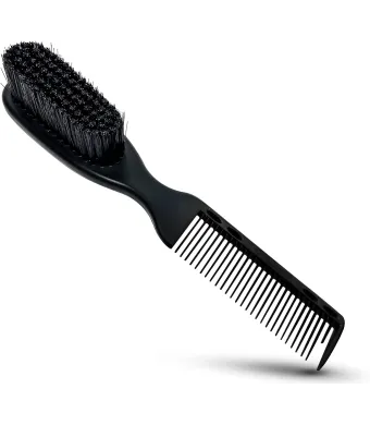 Perie profesionala cu pieptene Engros, 2 in 1 frizerie si coafura, pentru stilizarea si descurcarea parului sau a barbii ca la salon, peri de calitate, multifunctionala pentru orice tip de par, 2.5cm x 17cm, Neagra, Regal Bliss ®