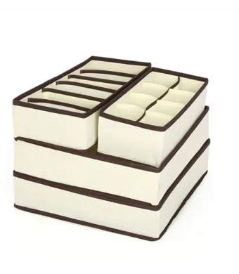 Set 4 piese organizator, pentru lenjerie de corp, cutii depozitare sosete, Bej
