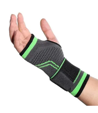 Orteza Elastica Pentru Incheietura Mana, Ajustabila Cu Bretea Elastica, Material Elastic Respirabil, Marime Universala, Pentru Mana Stanga Sau Dreapta, Negru / Verde Engros