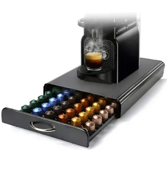 Suport 50 capsule de cafea,Engros, Bukate, 41x26.5x7.3, Compatibil cu Nespresso, Tchibo, etc, Negru, Metal