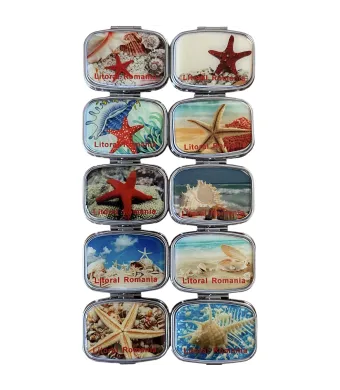 Cutie metalică cu oglindă engros Litoral Romania mix modele 6cm