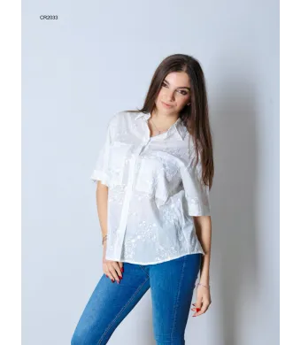 Camasa bumbac cu broderie, en-gross