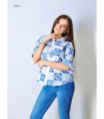 Camasa bumbac cu broderie, en-gross