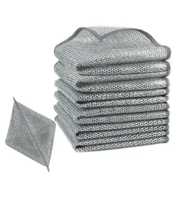 Set 5 lavete duble abrazive, 25x25, multifuncționale, reutilizabile, care nu zgârie, pentru grăsime, arsuri și legume, engros