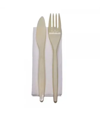 Tacâmuri BIS reutilizabile (Furculiță+cuțit+șervetel) 100 buc/set Engros