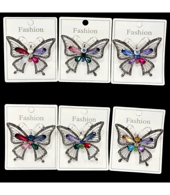Set brose elegante cu strasuri si perle 12/buc pe set 5 x 4.5 cm