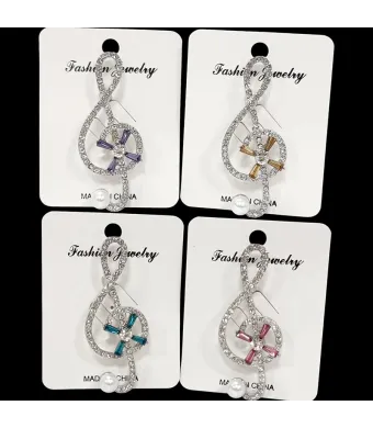 Set brose elegante cu strasuri si perle 12/buc pe set 2 .5 x 6.5 cm