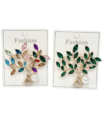 Set brose elegante cu strasuri si perle 12/buc pe set 5.5 x 5 cm