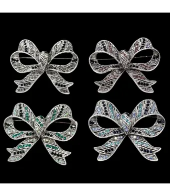 Set brose elegante cu strasuri si perle set 12 bucati 6 x 4.5 cm