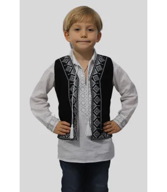 Vesta traditionala motiv bradut broderie alba