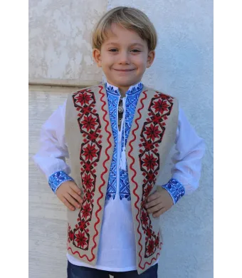 Vesta traditionala Matei material bej