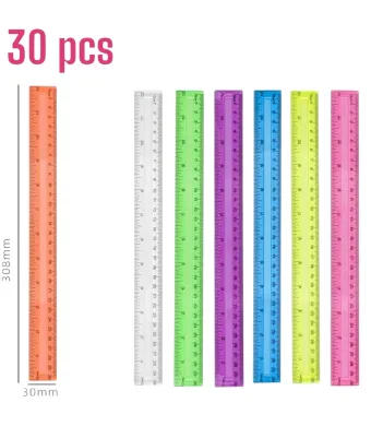 Rigle Colorate 30/set Colorate 30cm din Plastic Engros