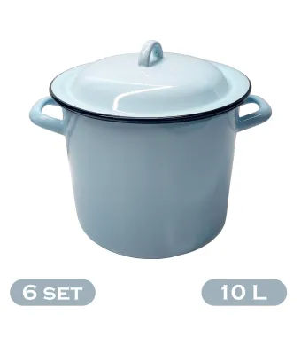 Set 6 oale emailate cu capac 10 L en-gross