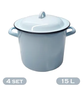 Set 4 oale emailate cu capac 15 L en-gross