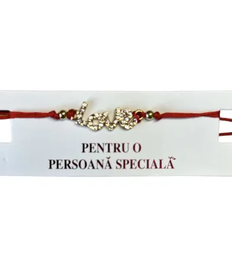 Mărțișor brățară metal cu șnur reglabil engros model Auriu 12/set mix modele