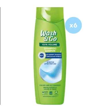 Sampon Engros Wash&Go unti-danderuff pentru matreata uscata si grasa 360ml/6buc
