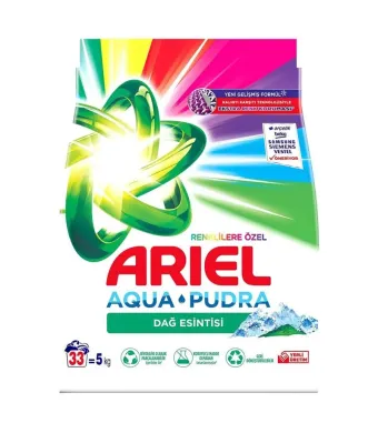 Ariel Aqua Pudra 5 kg, detergent rufe automat engros, 33 spalari