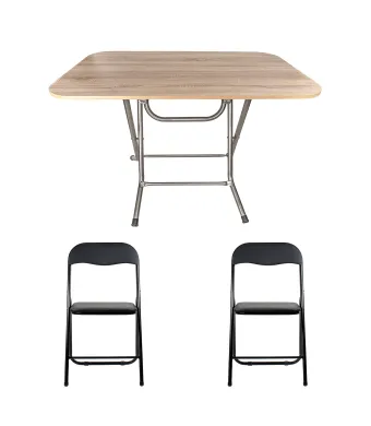 Masa plianta cu blat mdf, dimensiuni 70x120x73 cm (ZLN 2531) plus 2 x scaun bucatarie pliant (DSY 1115) / ZLN 2531_STEJAR_2S Engros