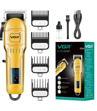 Masina de tuns profesionala VGR V-268 engross, fara fir, incarcare cu USB, 10W, 4 distantiere, afisaj digital, auriu