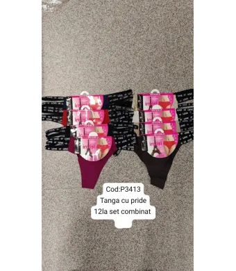 Chiloti tanga Engros pentru femei, cu model, mix culori