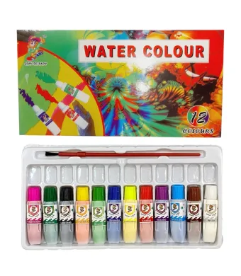 Tempera Acuarele la Tub pe Baza de Apa 12x6ml Diferite Culori 12/set cu Pensula 15cm Engros