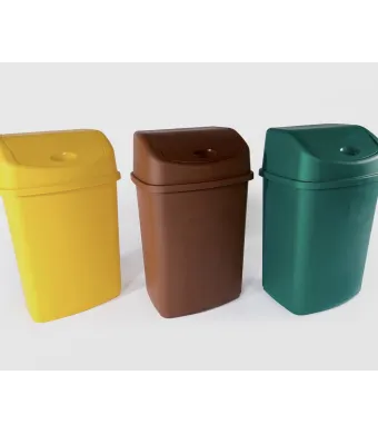 Cos gunoi pubela din plastic, dreptunghiular cu capac batant 55L - diverse culori EN-GROSS
