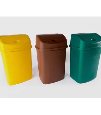 Cos gunoi pubela din plastic, dreptunghiular cu capac batant 35L - diverse culori EN-GROS