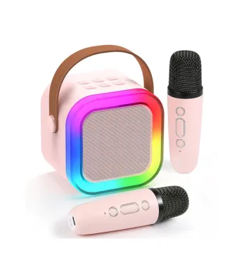 Set Karaoke pentru copii, 2 microfoane wireless, LED color, angro engros