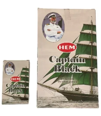 Conuri parfumate backflow  Captain Black 12 buc/cutie