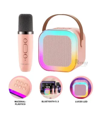 Boxa karaoke portabila, cu microfon wireless, USB, SD card, diverse culori, 14×12.5×7cm Engros